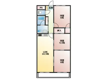 パレプラーンス(3LDK/3階)の間取り写真
