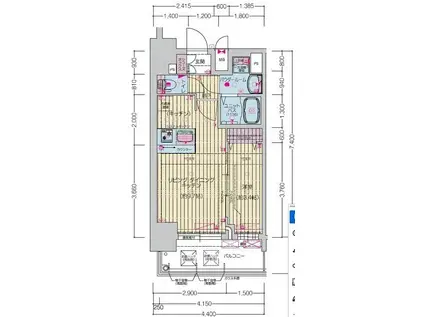 プレサンス桜山駅前アフォード(1LDK/13階)の間取り写真