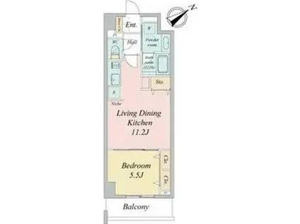 グランルクレ新栄イースト(1LDK/2階)の間取り写真