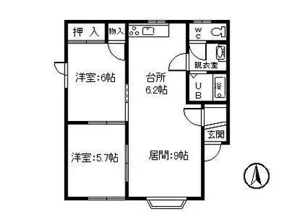 沼口コーポ(2LDK/2階)の間取り写真