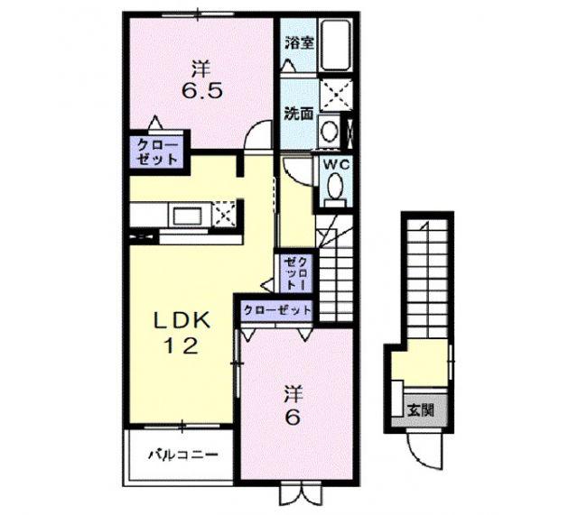レインボー宝積(2LDK/2階)の間取り写真