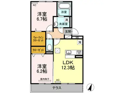 D-ROOMII(2LDK/1階)の間取り写真