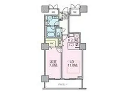 ロイヤルパークスタワー南千住(1LDK/14階)の間取り写真