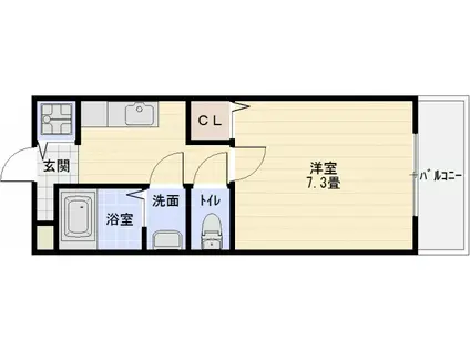 ベルドミール末広Ⅲ番館(1K/2階)の間取り写真