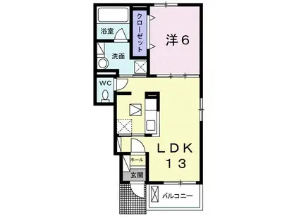 ラ メールI(1LDK/1階)の間取り写真