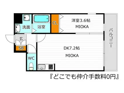 アンフィニXIX阿倍野昭和町(1DK/7階)の間取り写真