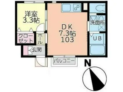 エスペランサI(1DK/1階)の間取り写真