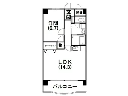 クレールトヨダ(1LDK/6階)の間取り写真