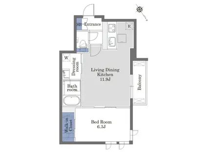 ペオーニア初台(1LDK/1階)の間取り写真