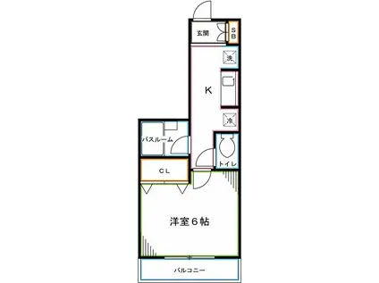 アーバン武蔵小金井(1K/3階)の間取り写真
