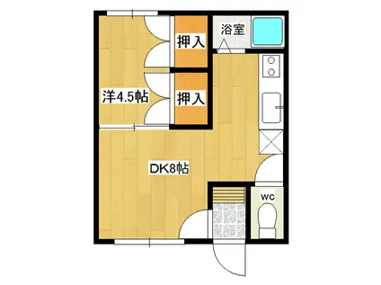 ホワイトヴィレッジB(1LDK/2階)の間取り写真