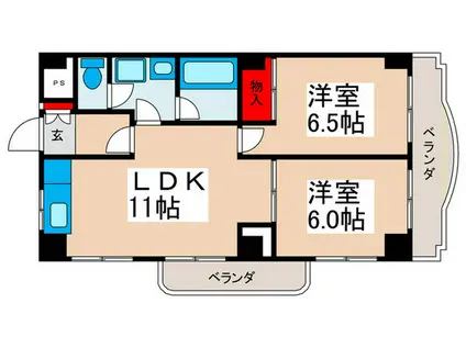 メゾンドグリシーヌ(2LDK/3階)の間取り写真