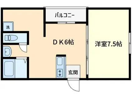 甲南ファミリーマンション(1DK/4階)の間取り写真