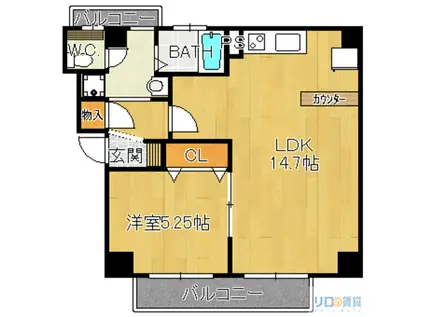 ヴューテラス売布I(1LDK/1階)の間取り写真