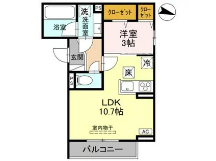 D-ROOM南笹口(1LDK/1階)の間取り写真