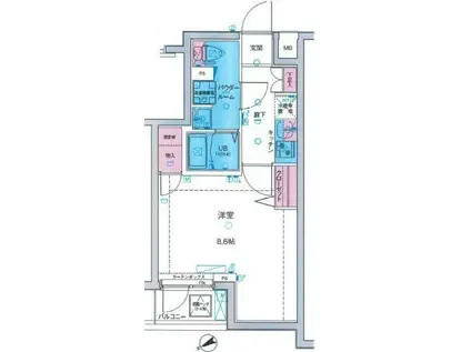 MAXIV亀戸水神GENOVIA SKYGARDEN(1K/1階)の間取り写真