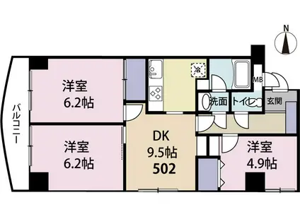 テルス川崎中島レジデンス(3DK/5階)の間取り写真