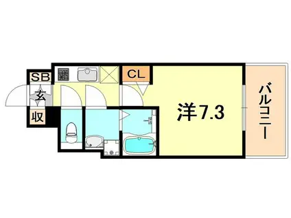 プレサンスKOBEアモーレ(1K/3階)の間取り写真