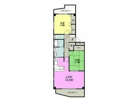 ロッシェド長須賀II(2LDK/3階)の間取り写真