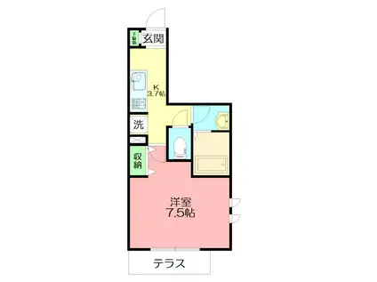 ウエストコート由比ガ浜(1K/1階)の間取り写真