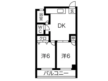 第2水山マンション(2DK/2階)の間取り写真