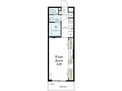 リブリ・グランツ武蔵中原(1K/2階)の間取り写真