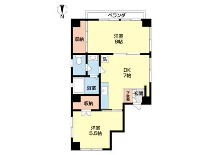 リバーサイド大森(2DK/3階)の間取り写真