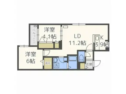 ブランシャール発寒南(2LDK/2階)の間取り写真