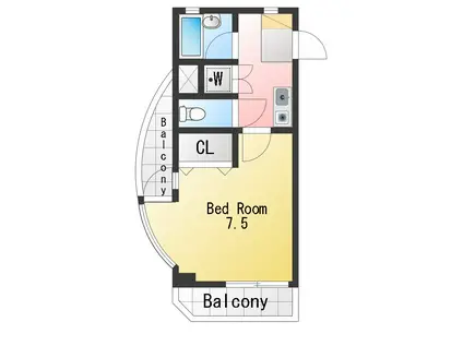〇エルモ麻布(1K/2階)の間取り写真