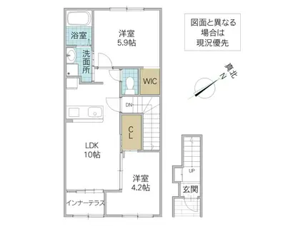 那珂市菅谷字江向東アパート(2LDK/2階)の間取り写真