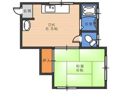 シャトー松本(1DK/1階)の間取り写真