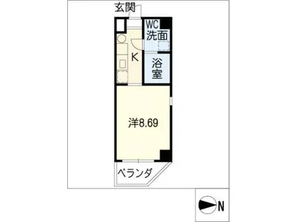 クオリア茜部(1K/5階)の間取り写真