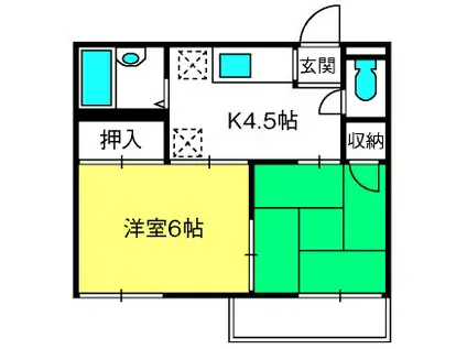 エクセルコーポA(2K/2階)の間取り写真