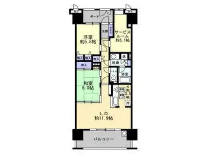 ラヴニール桑田町シュペリオール(2SLDK/5階)の間取り写真