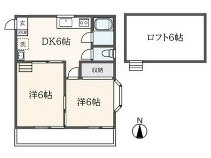 メゾンドシャルマン(2DK/2階)の間取り写真