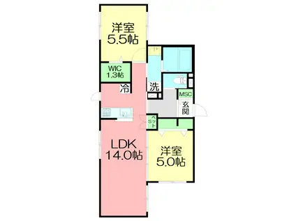 グリーンハイム K(2LDK/1階)の間取り写真