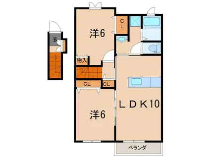 マルナカ(2LDK/2階)の間取り写真