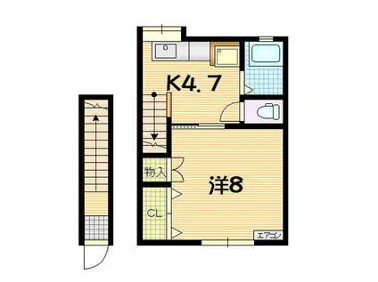 パストラルハイツ1号棟(1K/2階)の間取り写真