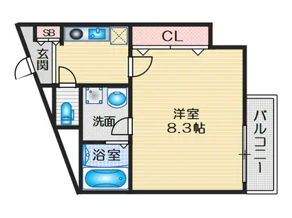 シャルム千里山東(1K/1階)の間取り写真