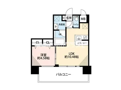 プレジオ難波ウエスト(1LDK/4階)の間取り写真