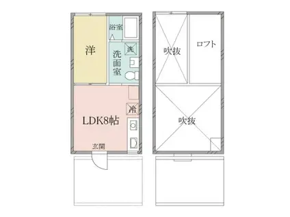 YUI-TERRACE A棟(1SLDK/2階)の間取り写真