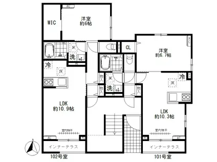 SKハイツ(1LDK/1階)の間取り写真