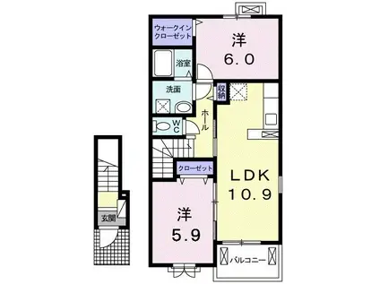 ウィステリア ヴィラIII(2LDK/2階)の間取り写真