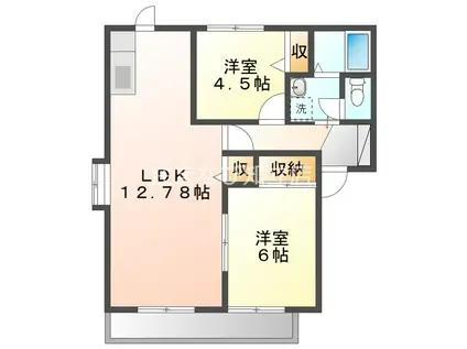 ディアス白樺A棟(2LDK/1階)の間取り写真