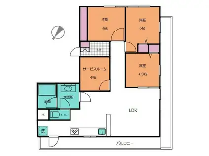 メグミビル(3SLDK/4階)の間取り写真