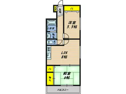 インプレッション野江(2LDK/2階)の間取り写真