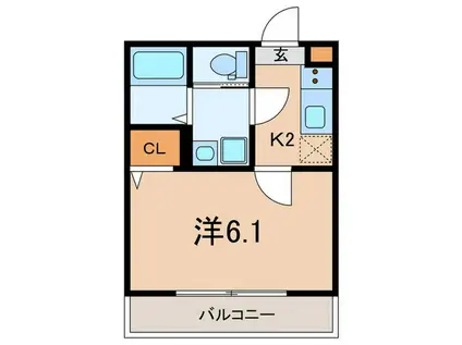 アザーレ・パッシオ新百合ヶ丘B(1K/2階)の間取り写真