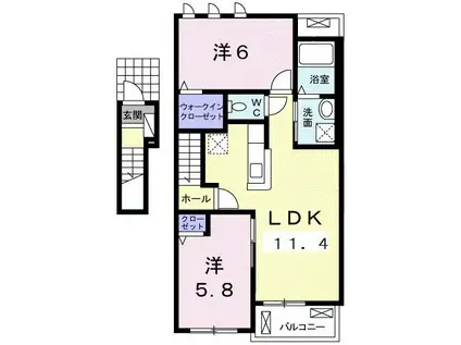 シャルムI(2LDK/2階)の間取り写真