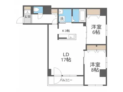 レゾ札幌(2LDK/4階)の間取り写真