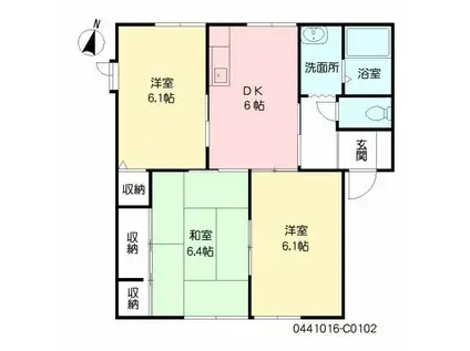 サンフラワー武蔵野台C棟(3DK/1階)の間取り写真